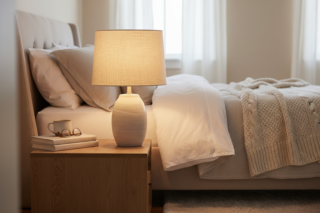 Soft lighting meets timeless design. This cozy lamp adds warmth and calm to bedrooms, living rooms, or reading corners.